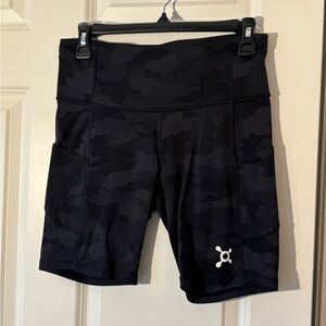 lululemon Fast & Free 8 inch Black Camo Bike Shorts